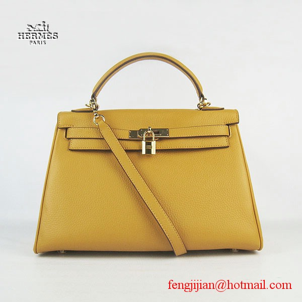 Hermes Kelly 32cm Togo Leather Bag Yellow 6108 Gold Hardware